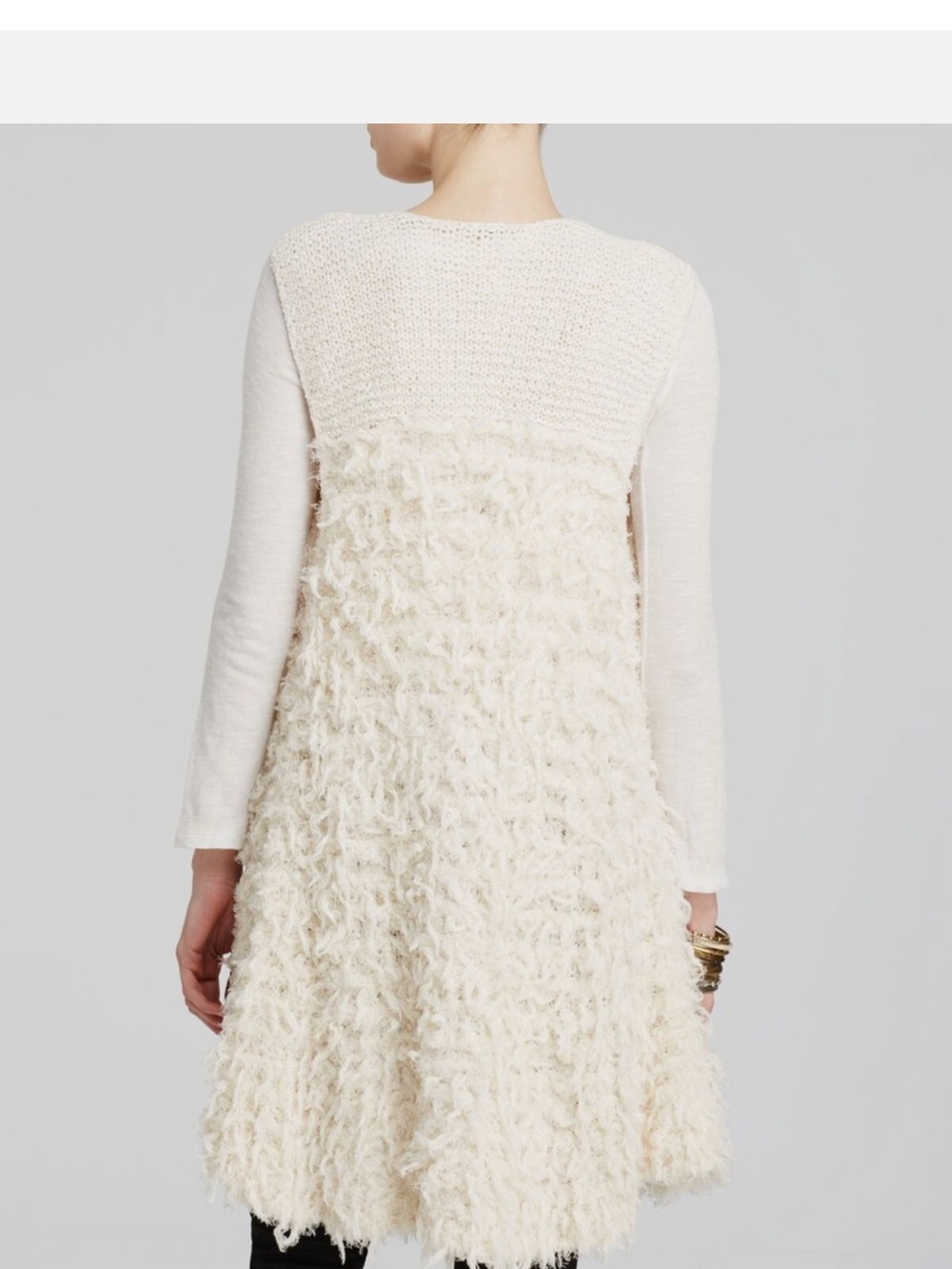 Free People White Faux-Fur Sleeveless Long Vest - Picture 6 of 16